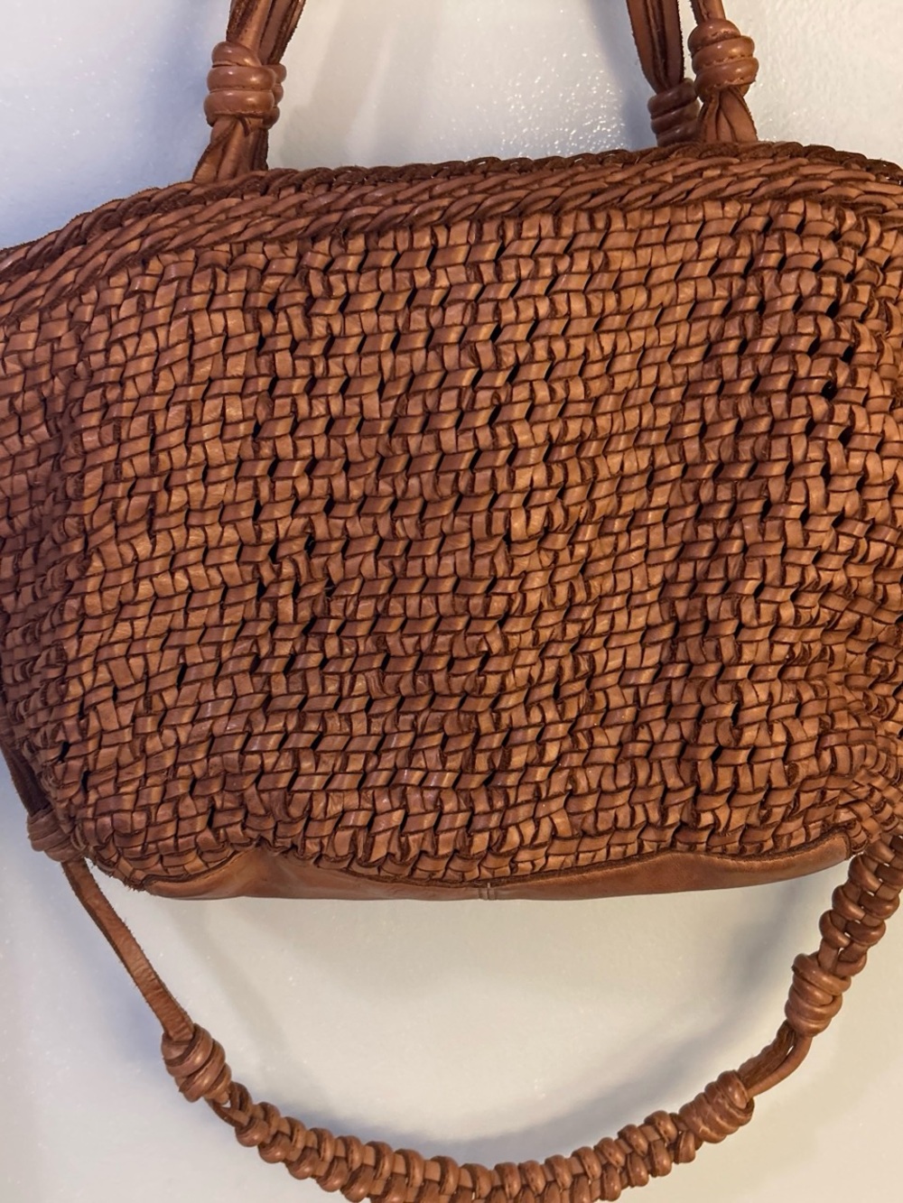 Woven Leather Tote Bag - Brown - Picture 2 of 6